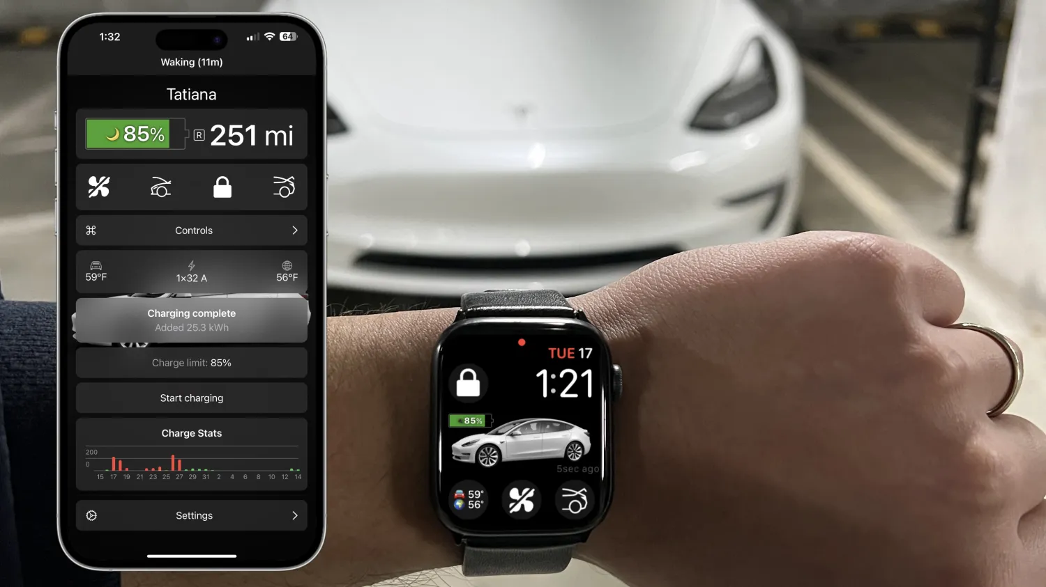  This app lets you fully control your Tesla from your Apple Watch