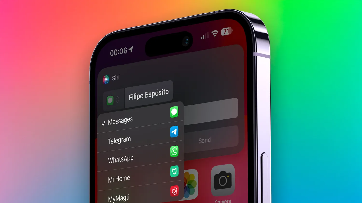 iOS 17 lets users easily change the app used to send messages with Siri