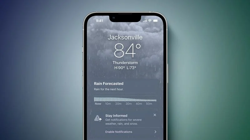 Apple Weather App Now Offers Next-Hour Precipitation Notifications on iPhone in Australia