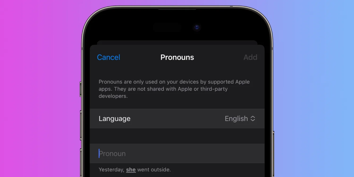 Apple adds pronoun fields with privacy focus to Contacts app on iOS 17