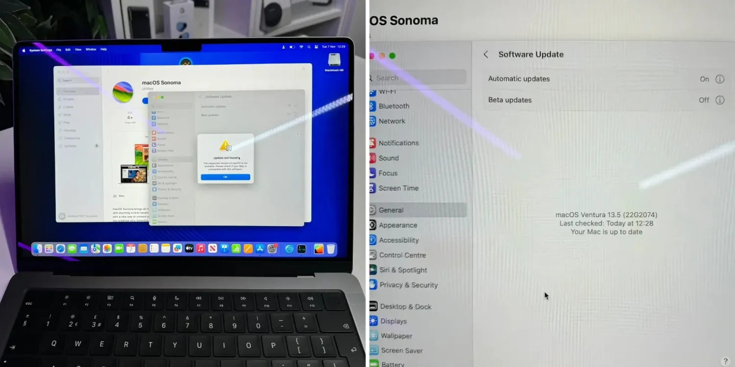 Some M3 MacBook Pro and iMac orders ship with macOS Ventura 13.5, macOS Sonoma updates fail