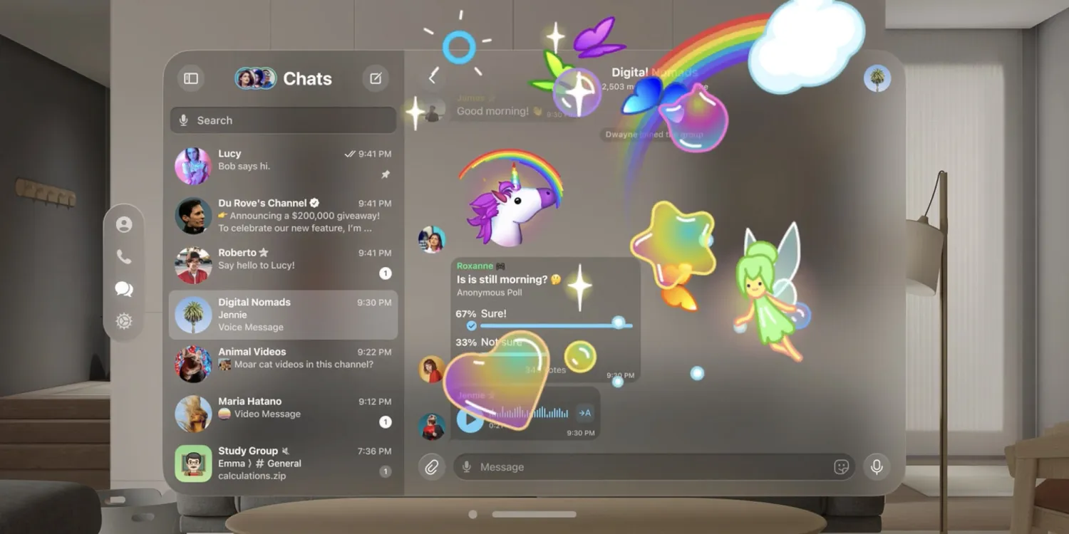 Telegram teases visionOS app with immersive video player and AR stickers